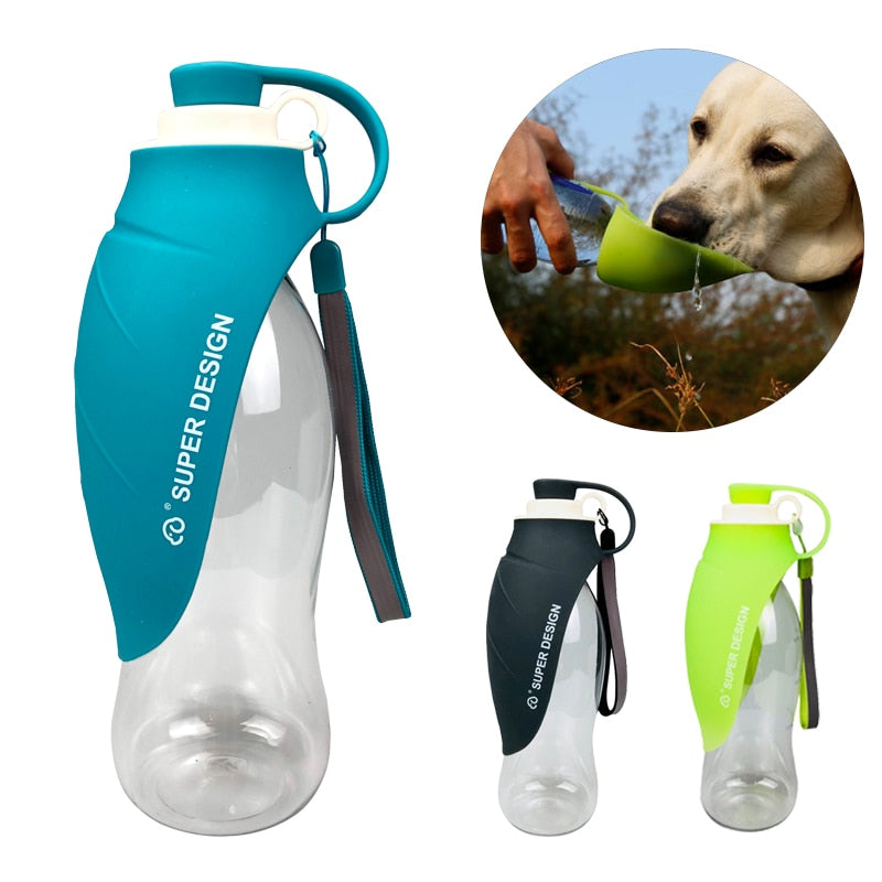 Tragbare Hundetrinkflasche 580ml – Silikon-Reisenapf mit Blattdesign für unterwegs