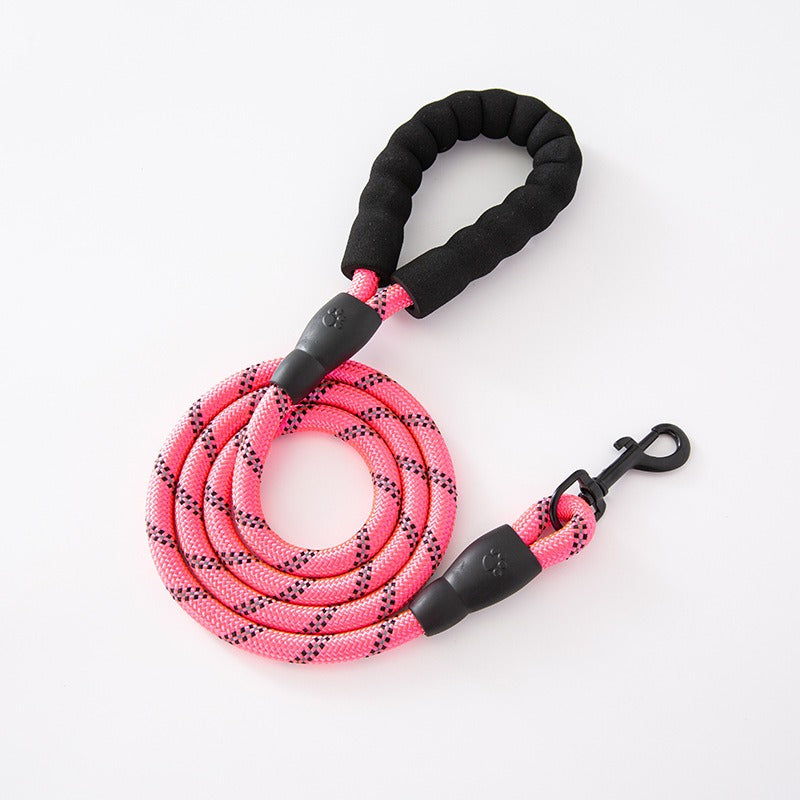 Hundeleine mit Schaumstoffgriff – Nylon-Rundseil, 8 Farben