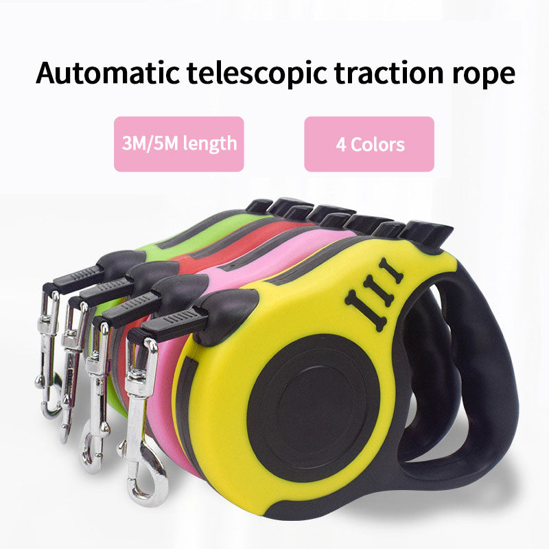 Automatische Einziehleine fuer Hunde - Nylon | 5 Farben | 3 m oder 5 m | Einhand-Bedienung