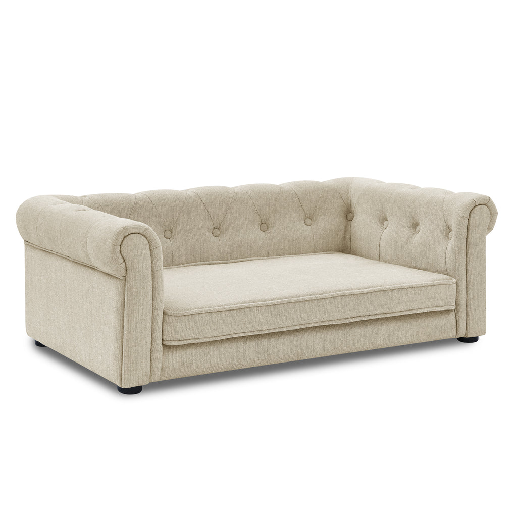 Elegantes Hundesofa für mittlere & große Hunde – Schaumstoff-Couch erhöht, Beige