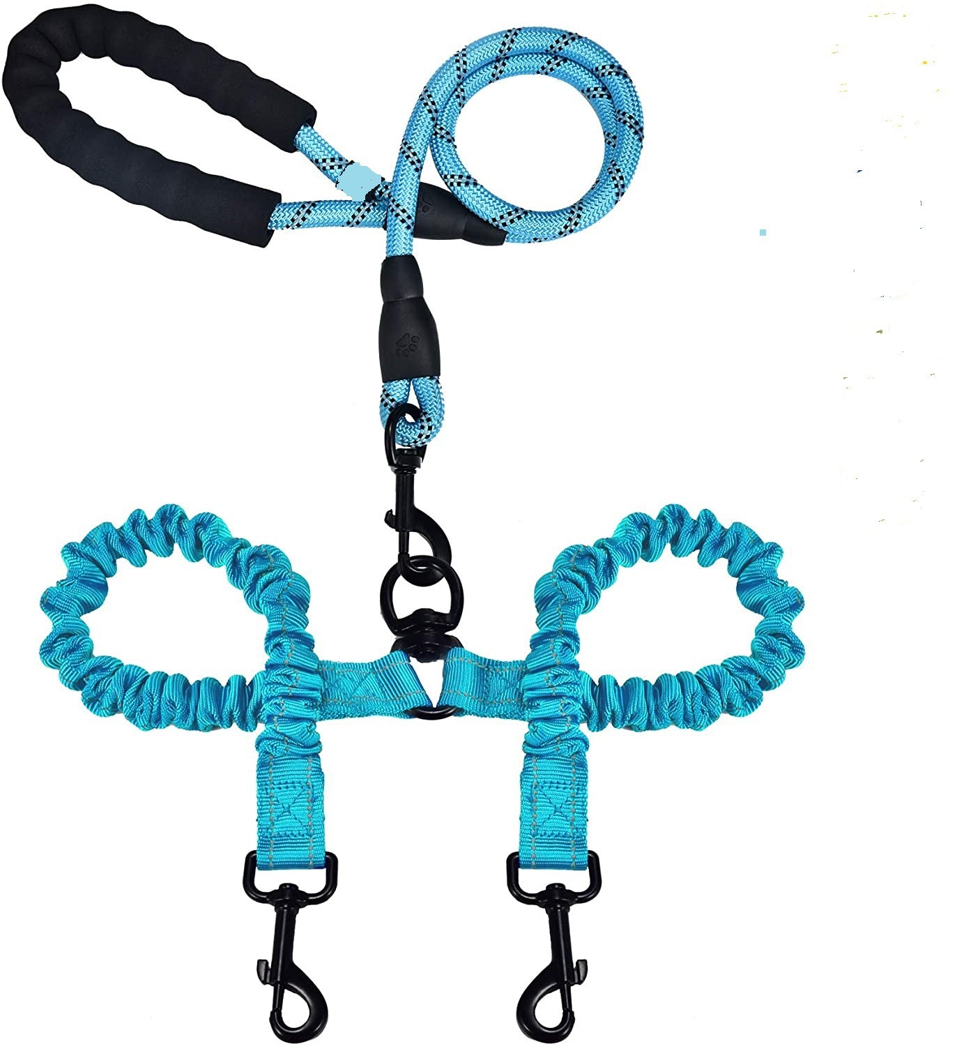 Doppelköpfige Hundeleine | 1 Leine für 2 Hunde | Leuchtend | Nylon | 5 Farben