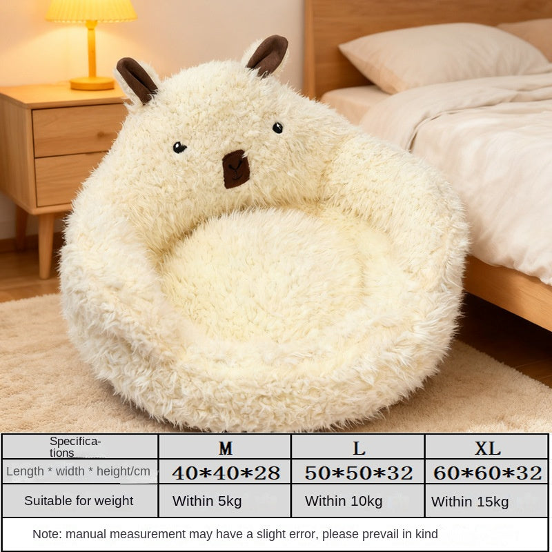 Alpaka Hundebett Sofa – Plüsch, halbgeschlossen & waschbar | 2 Größen