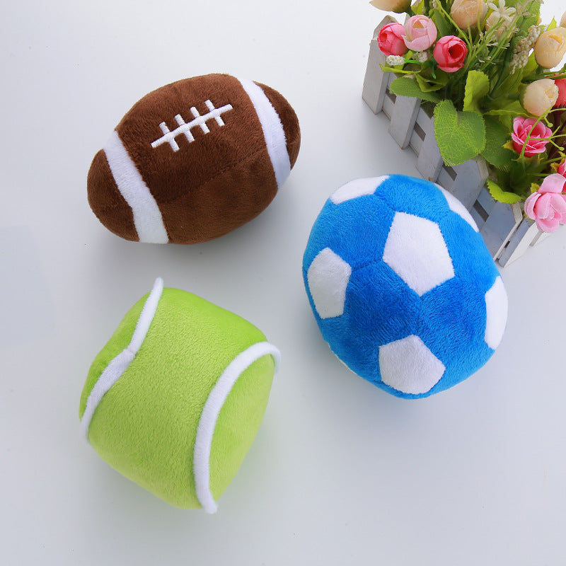 Plüsch-Quietschball für Hunde – Fußball, Baseball oder Rugby-Design