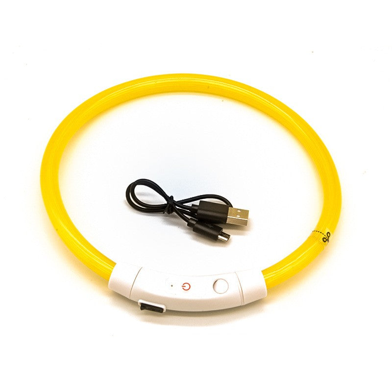 LED Leuchthalsband für Hunde – USB-aufladbar | Glasfaser oder LED-Perlen | 8 Farben | S–L