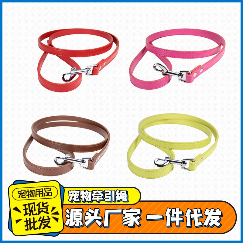 PU-Leder Hundeleine – 16 Farben, 1,0 / 1,5 / 2,0 cm x 120 cm, für Hunde & Katzen