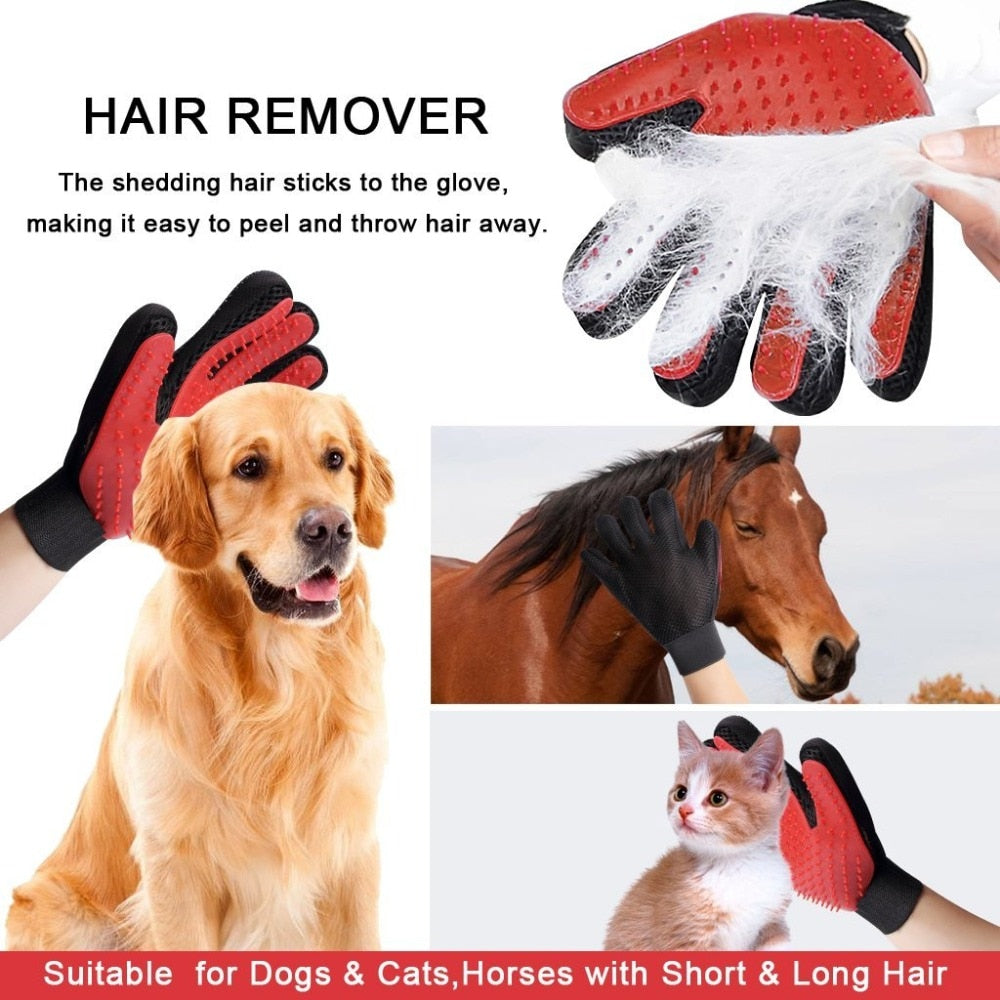 1Pcs Cat Grooming Gloves Dog Hair Remover Gentle Deshedding Brush Comb Tool Pet Massage Mitt with Enhanced Long/Short Fur