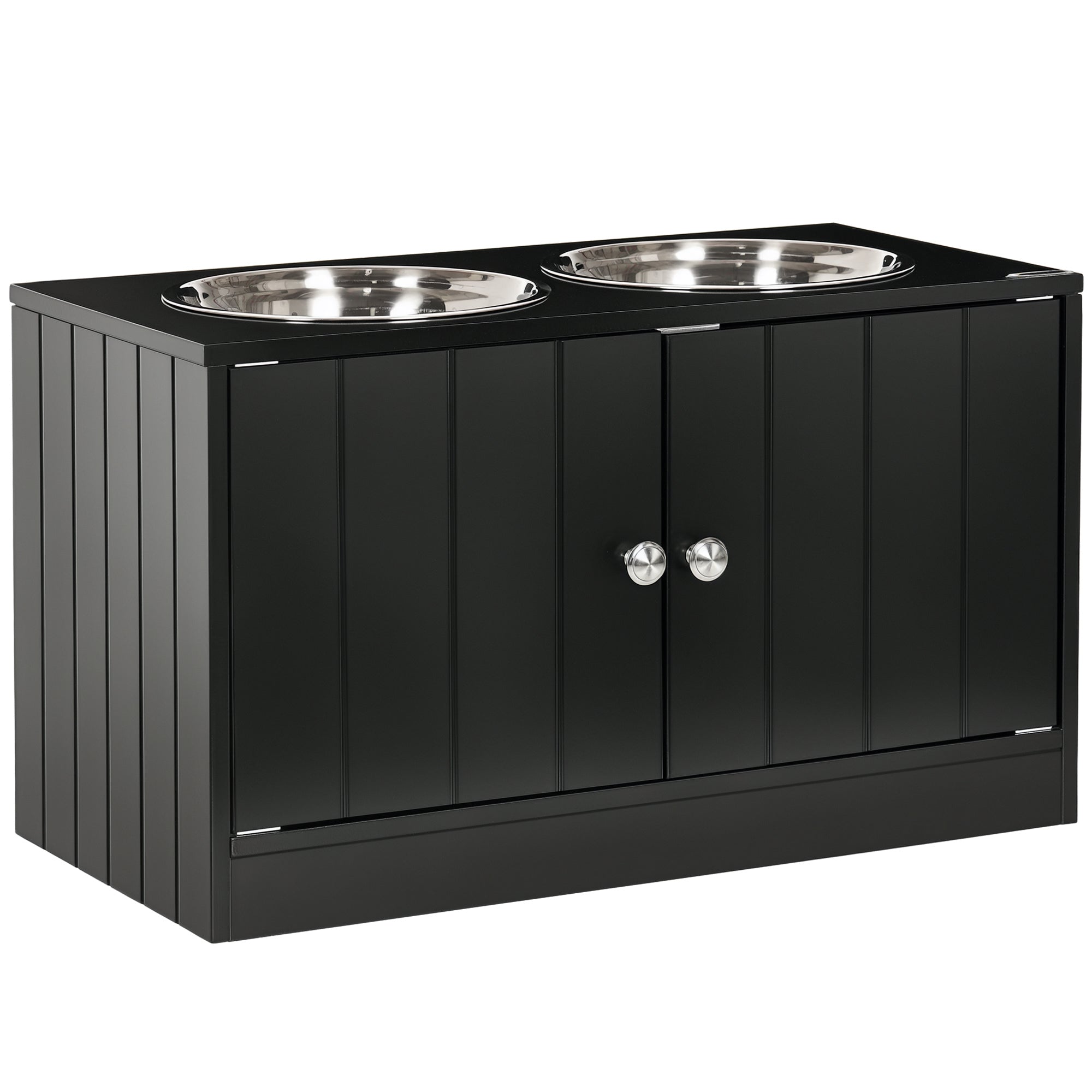 Premium Hundenapf-Station mit Stauraum-Schrank – 44L, Edelstahl & Magnetverschluss