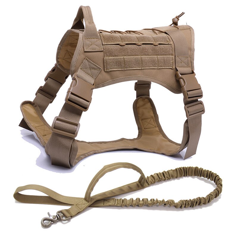 Taktisches Hundegeschirr Military MOLLE – 1000D Nylon, 4 Farben, M/L/XL, auch als Set mit Leine
