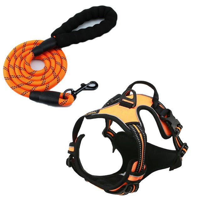 Westen-Brustgeschirr fuer Hunde - Ausbruchsichere Schnalle | Polyester | 9 Farben | S-XL | Optional mit Leine
