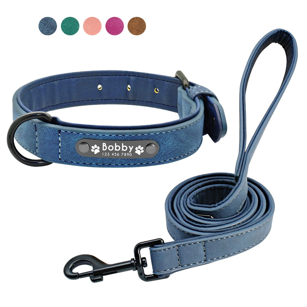 Personalisiertes Lederhalsband mit Gravur – S–XL, 5 Farben