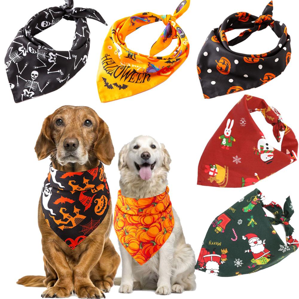 Hunde-Bandana 5er-Set – Weihnachten & Halloween, Polyester, Größe M