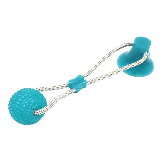 Saugnapf-Kauspielzeug mit TPR-Ball – interaktiv, Zahnreinigung, 3 Farben, 40×10cm