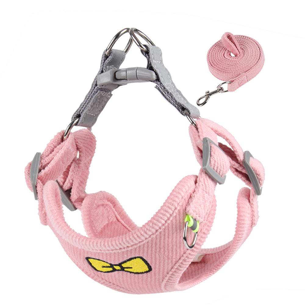 Hundegeschirr Set mit Leine | Cord besticktes Westen-Design | 4 Farben | S–XL