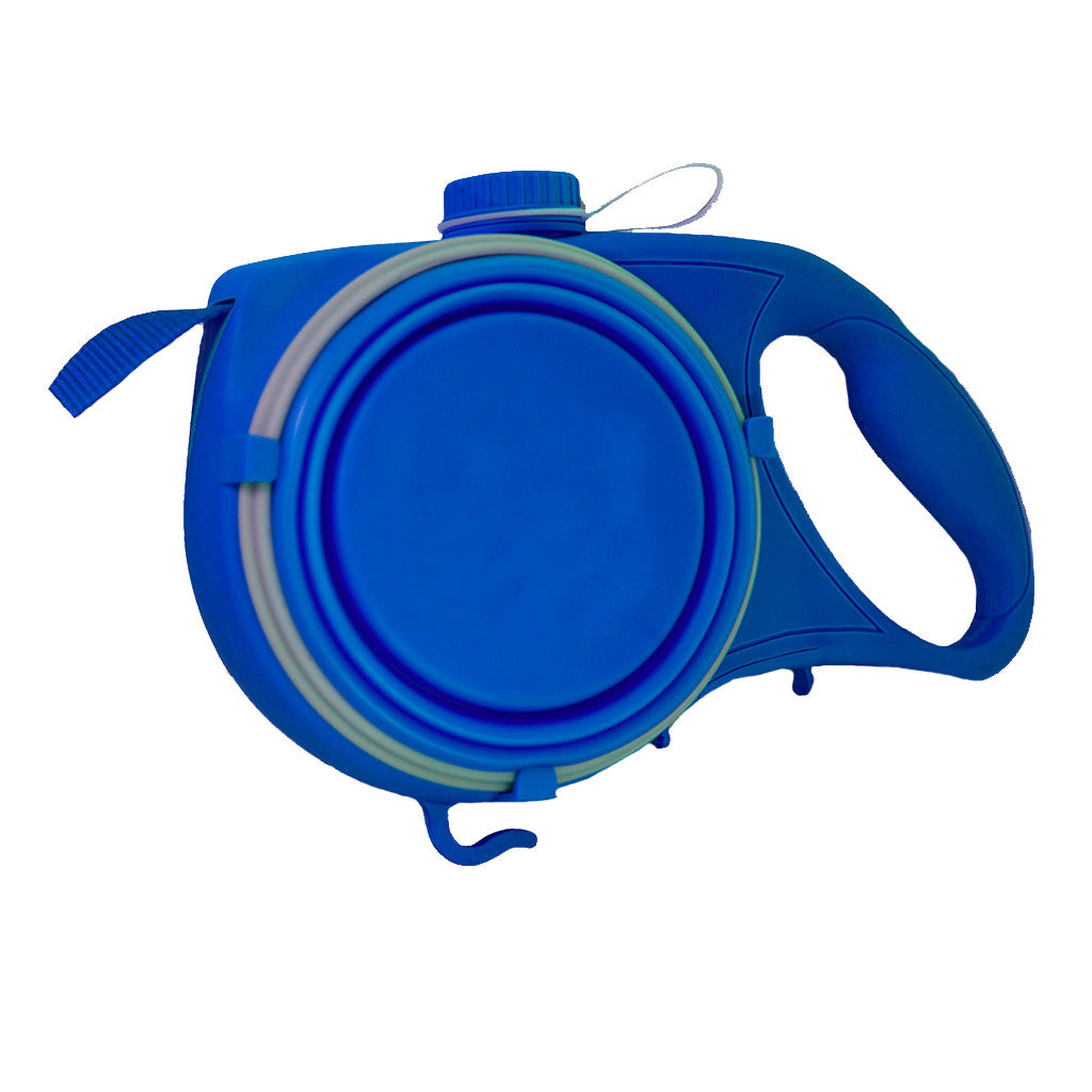 Hundeleine mit Wasserflasche & Napf – 3-in-1 Nylon, Kotbeutelspender, 3 Farben