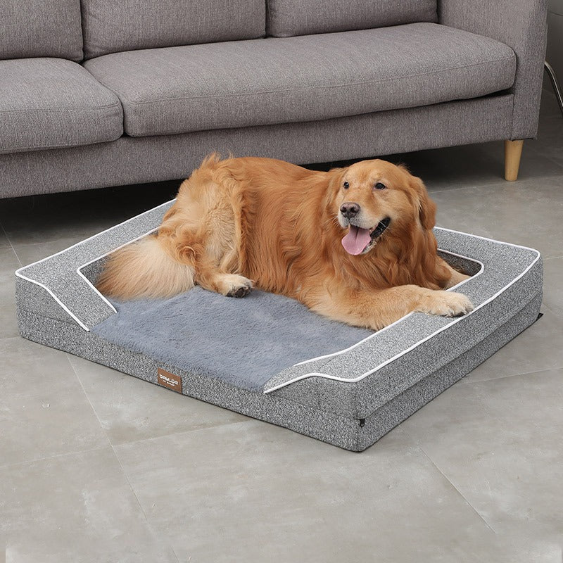 Hundesofa Kissen für mittlere & große Hunde – warm, waschbar & abnehmbar, Grau, 3 Größen