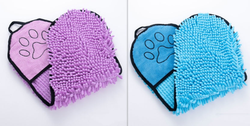 Chenille-Handtuch für Hunde & Katzen – superabsorbierend, Doppeltaschen & schnelltrocknend