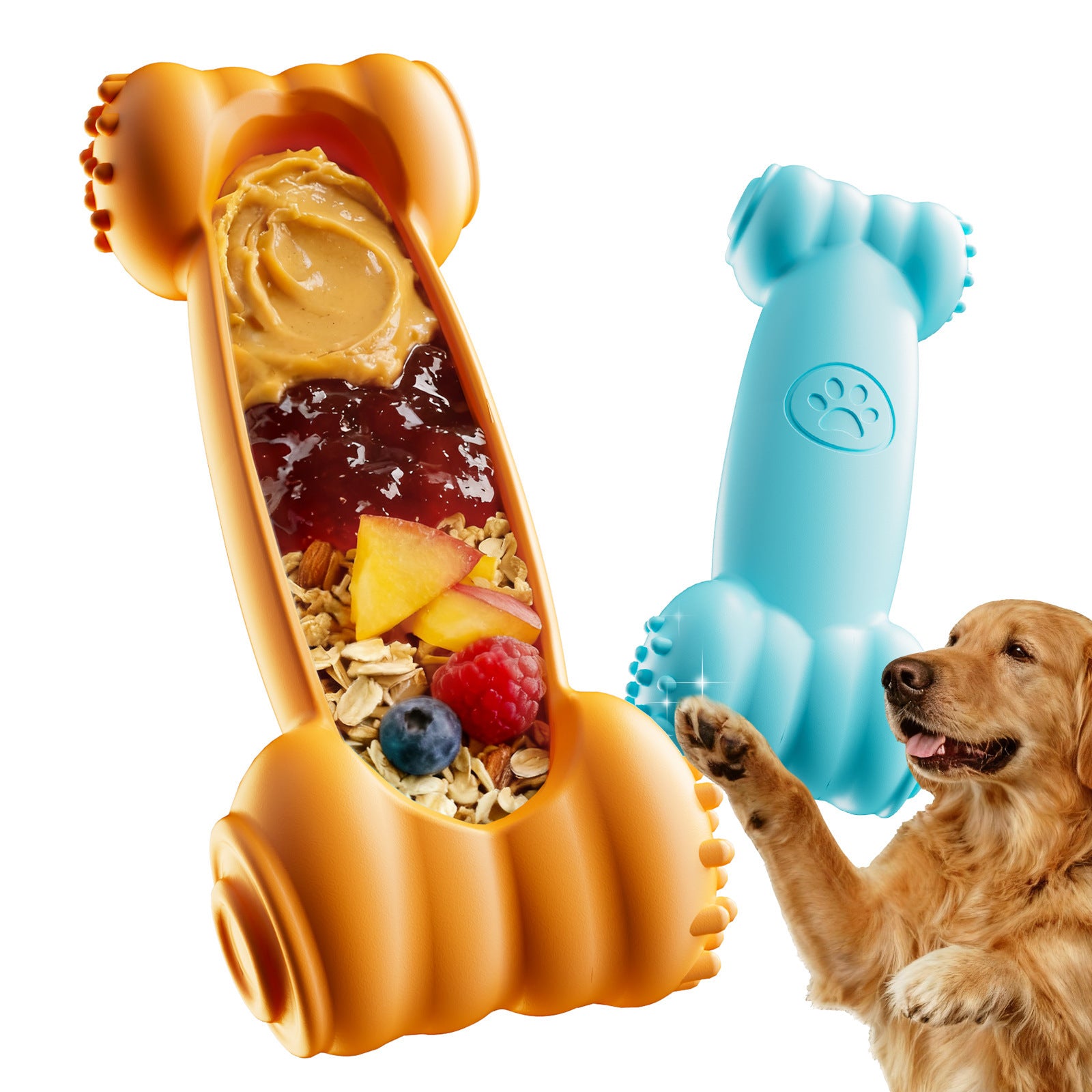Lecknochen 2er-Set – Slow Feeder & Zahnpflege Kauspielzeug für Hunde