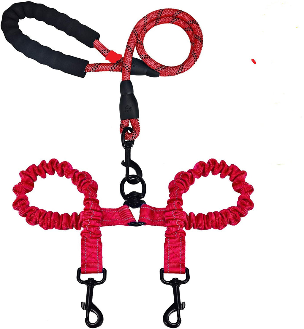 Doppelköpfige Hundeleine | 1 Leine für 2 Hunde | Leuchtend | Nylon | 5 Farben