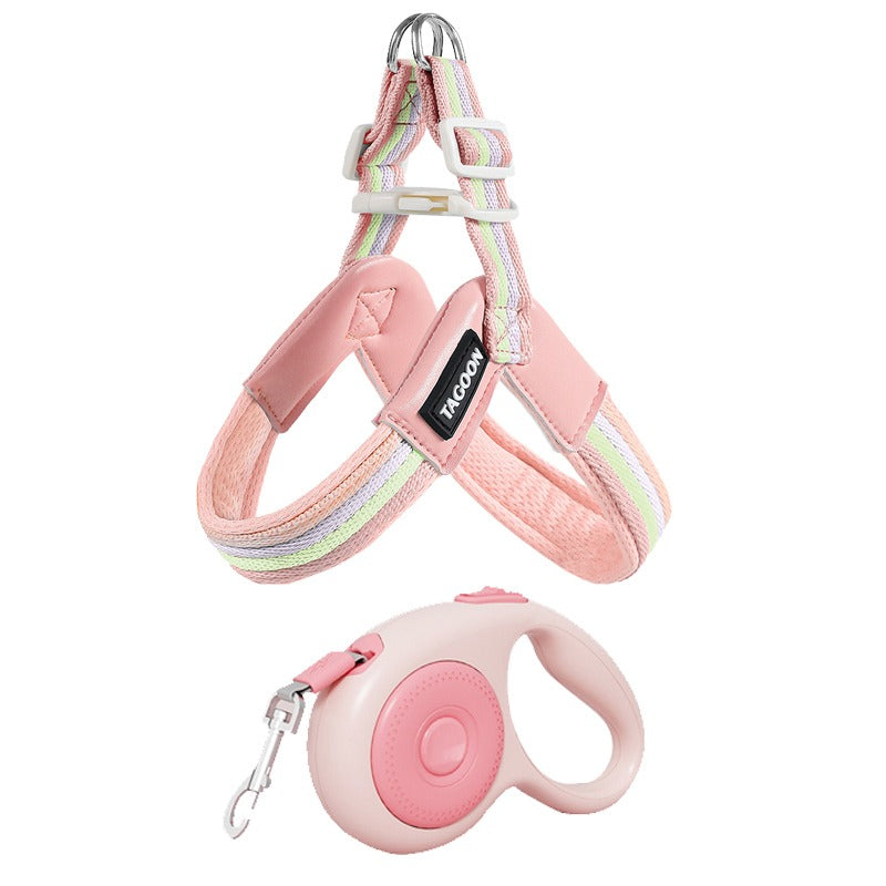 Hundegeschirr Weste mit Leine – PU-Leder & Polyester | 4 Farben | XS–L | inkl. Leine