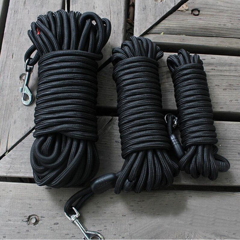 Schleppleine für Hunde – Nylon, schwarz, 5m / 10m / 15m