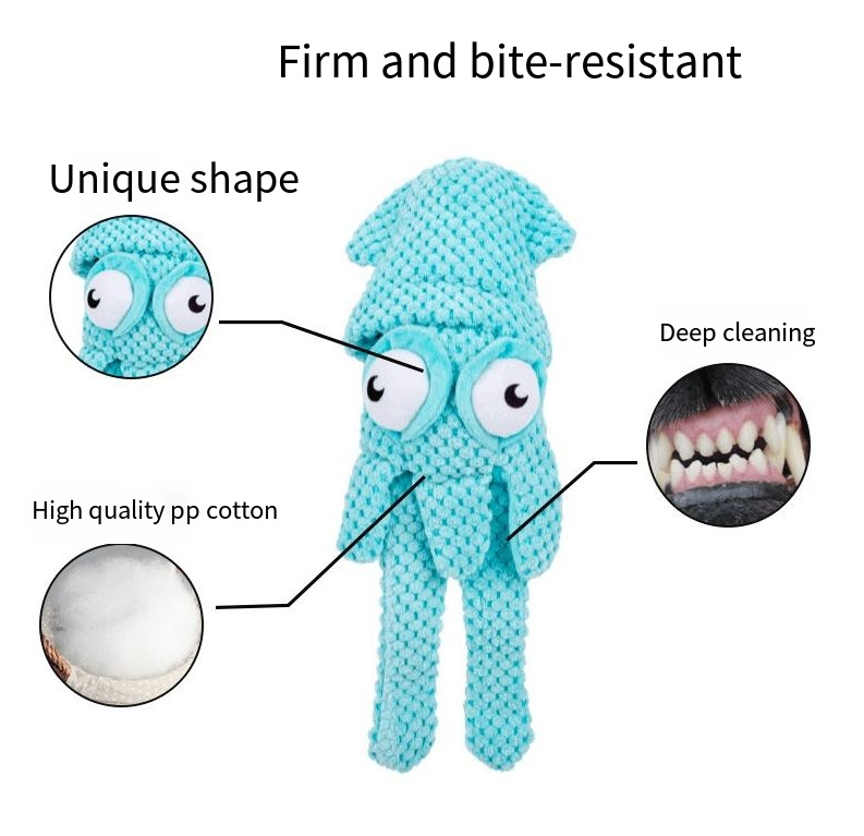 Plüsch-Quietschspielzeug Tintenfisch für Hunde – Zahnreinigung, 33 cm