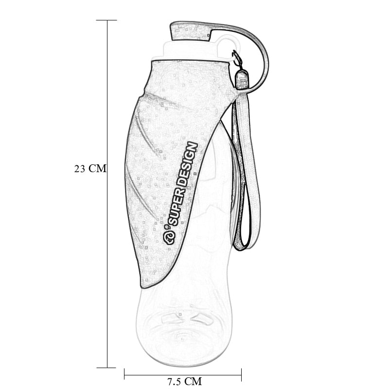 Tragbare Hundetrinkflasche 580ml – Silikon-Reisenapf mit Blattdesign für unterwegs