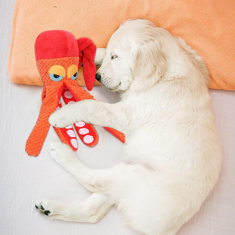 Tintenfisch Plüschspielzeug für Hunde – Knisterpapier & Quietscher