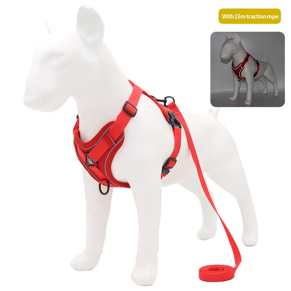 Reflektierendes Hundegeschirr Weste – atmungsaktiv, inkl. 1,5 m Leine, 6 Farben, S bis XL