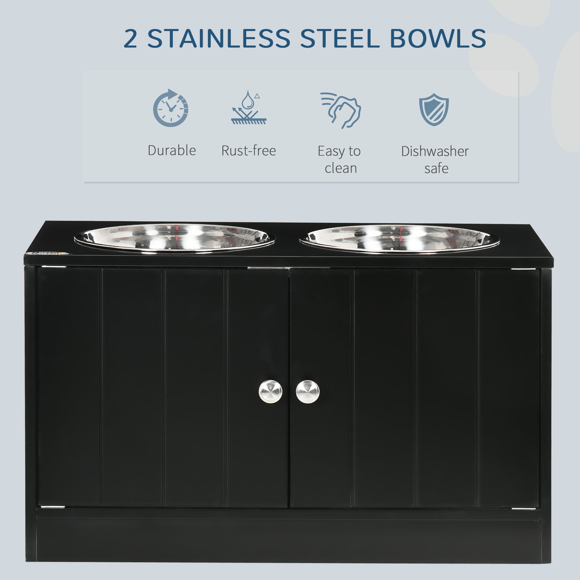 Premium Hundenapf-Station mit Stauraum-Schrank – 44L, Edelstahl & Magnetverschluss