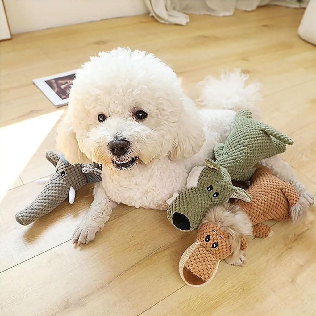 Unzerstörbares Hundespielzeug für starke Kauer – Plüsch mit Quietscher | Hund, Elefant, Löwe