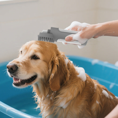 2-in-1 Silikon-Badebürste für Hunde – Massage, Reinigung & Fellpflege