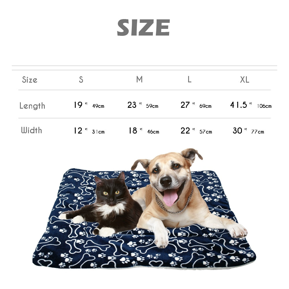 Fleece-Hundedecke mit Pfoten-Muster – warm & atmungsaktiv, S bis XL, Blau & Kaffee