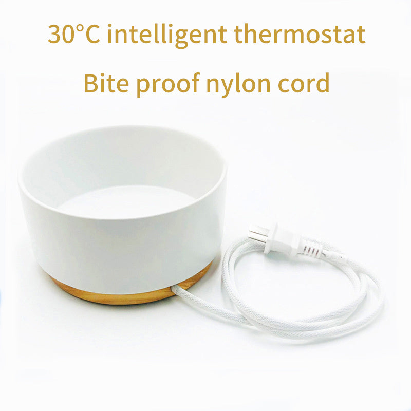 Beheizter Keramiknapf für Hunde – intelligenter Thermostat-Napf 1000ml, Keramik & Holz