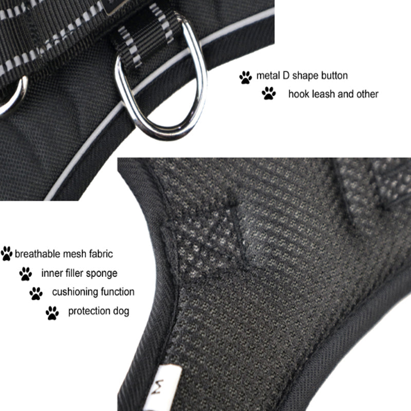 Hundegeschirr Weste 1000D Oxford – Atmungsaktiv, Reflektierend, No-Pull, S–XL