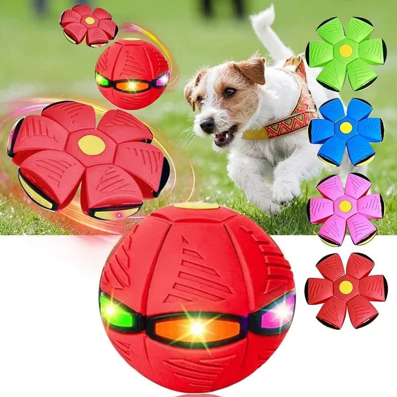 Interaktiver Leuchtball & Flugscheibe für Hunde – 2-in-1, 6 Farben, mit/ohne Licht