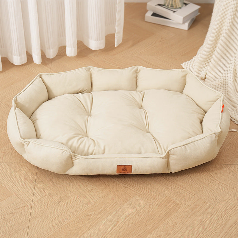 Ovales Wildleder-Hundebett für mittlere & große Hunde – 6 Farben, S bis XXL