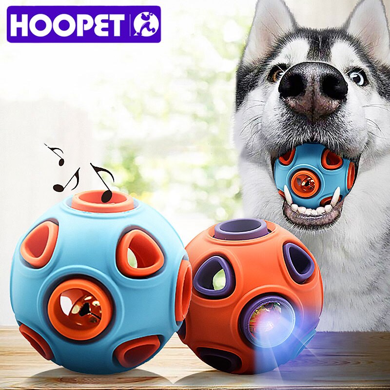 HOOPET Interaktiver Gummiball für Hunde – Leckerli-Spielzeug leuchtend oder mit Glocke