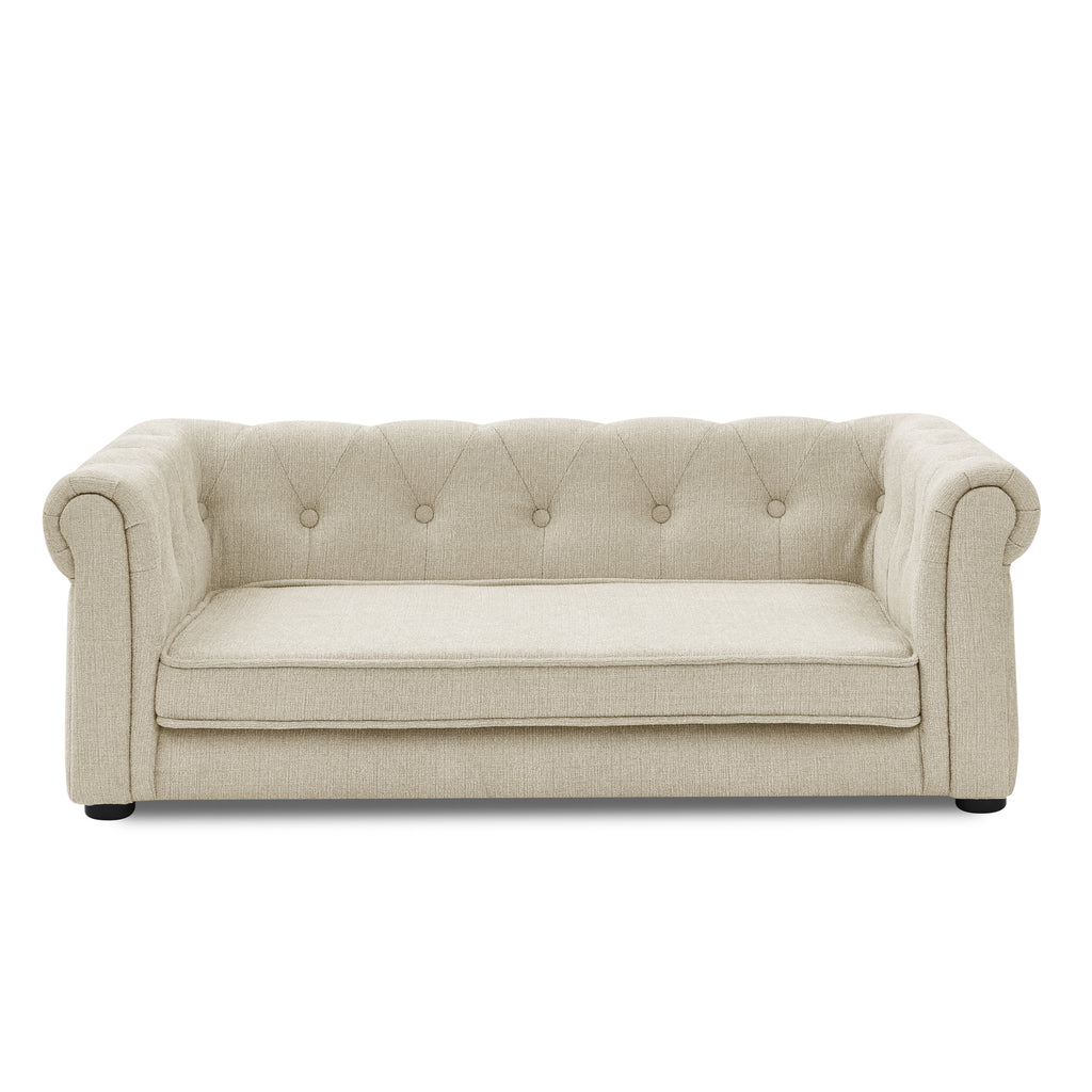 Elegantes Hundesofa für mittlere & große Hunde – Schaumstoff-Couch erhöht, Beige