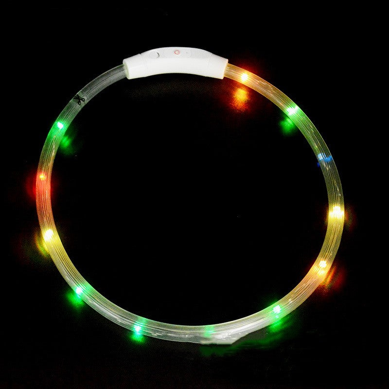 LED Leuchthalsband für Hunde – USB-aufladbar | Glasfaser oder LED-Perlen | 8 Farben | S–L