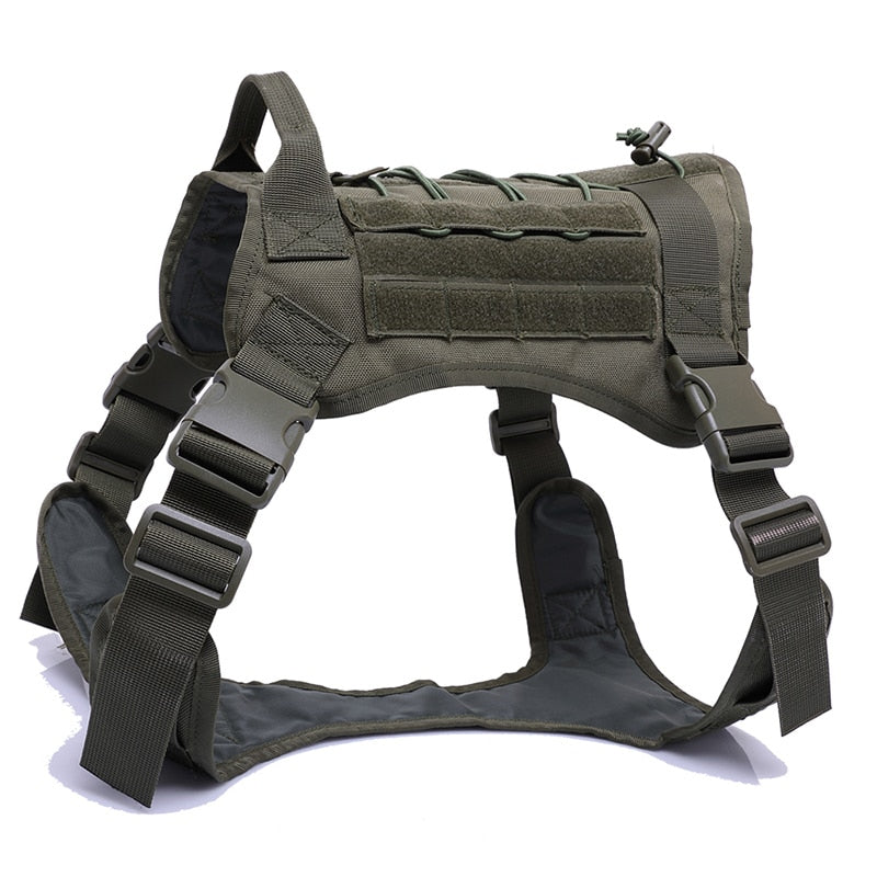 Taktisches Hundegeschirr Military MOLLE – 1000D Nylon, 4 Farben, M/L/XL, auch als Set mit Leine