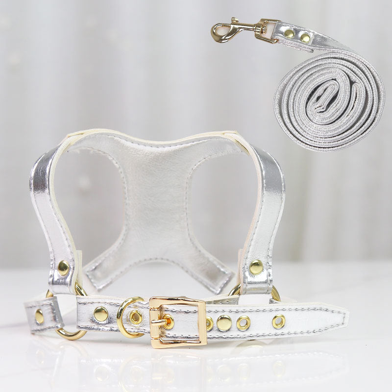 Hundegeschirr & Leine Set – Luxus PU-Leder für kleine Hunde