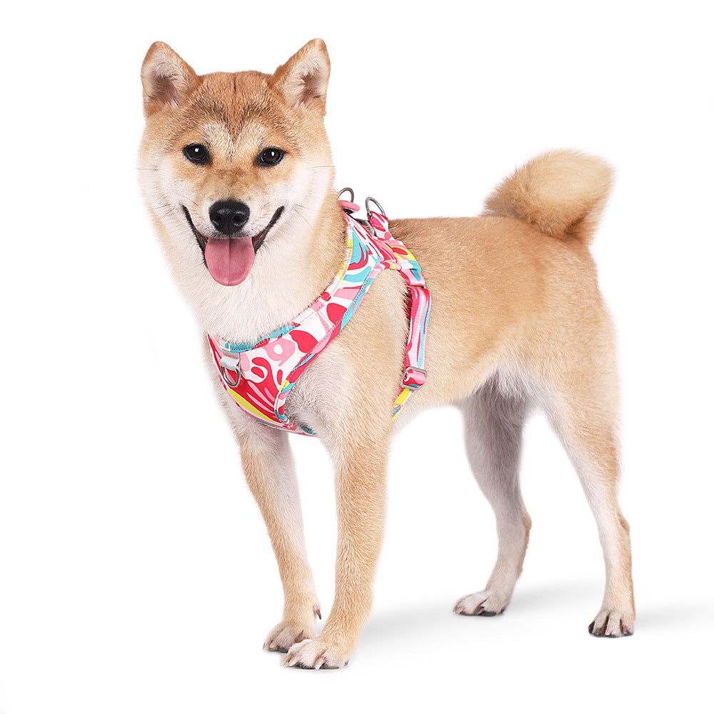 Camouflage Brustgeschirr fuer Hunde - Ausbruchsicher | Polyester | 2 Farben | XS-L | inkl. Leine