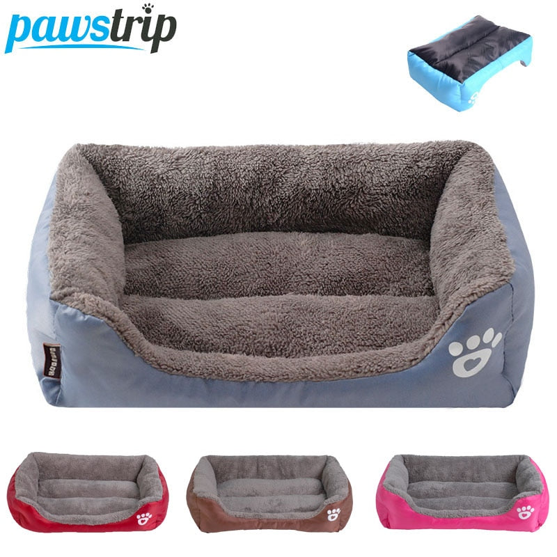 Fleece Hundesofa mit Pfoten-Design – weiches Hundebett wasserfest, 9 Farben, S bis XXXL