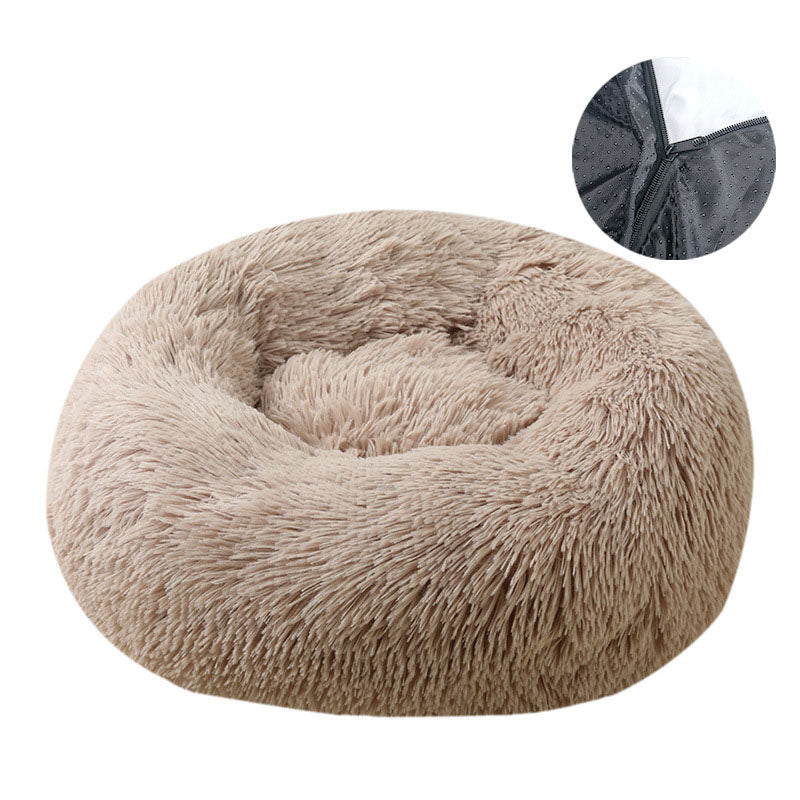 Rundes Plüsch-Hundebett – abnehmbar & waschbar, 6 Farben, Ø 50 bis 100 cm