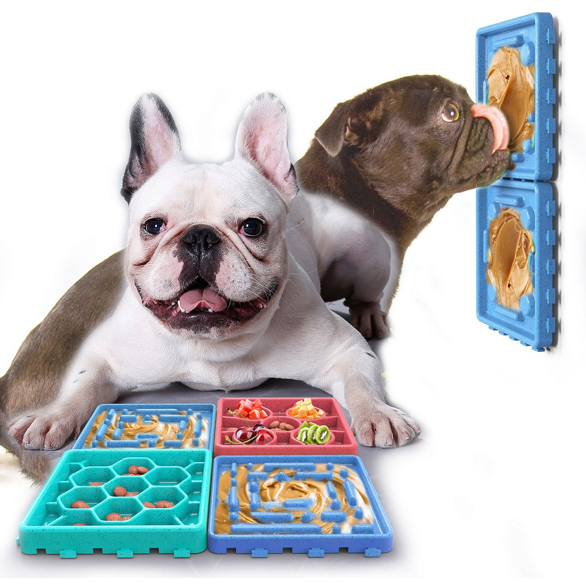 Slow Feeder Kombinations-Set – Napf & Lick-Matte, Anti-Schlingen, 4 Farben