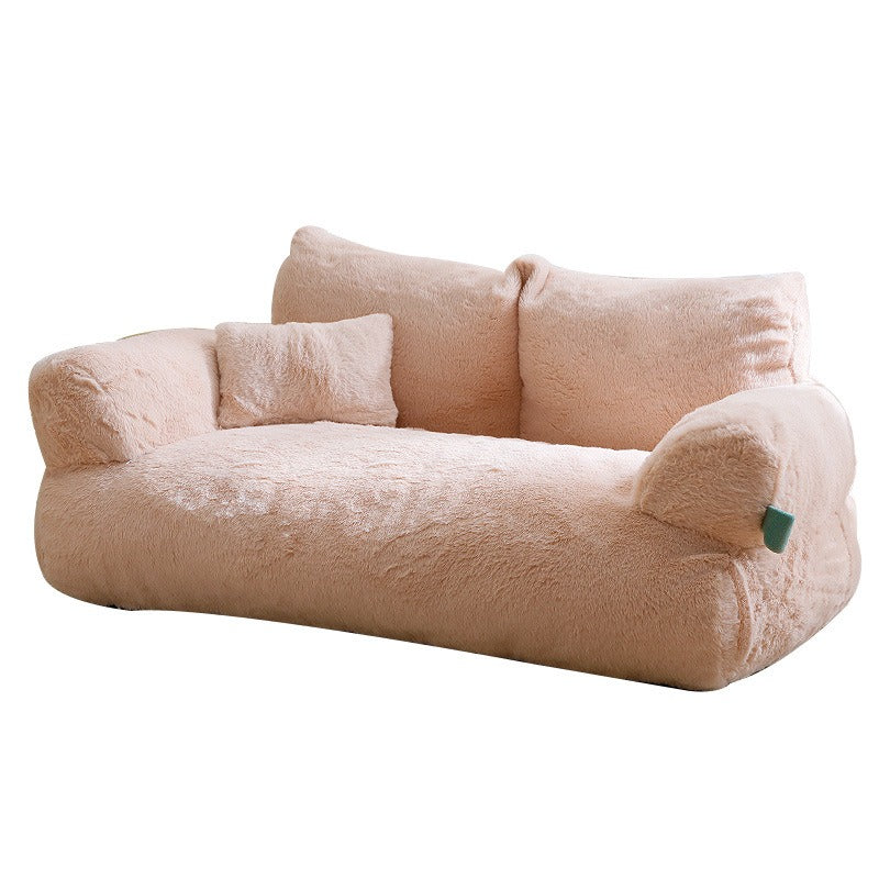 Luxus Hundesofa aus Plüsch – warmes Hundebett mit Kissen & Rückenlehne, M & L, 4 Farben