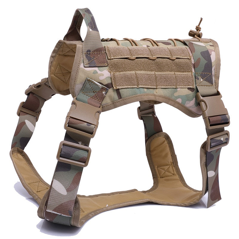 Taktisches Hundegeschirr Military MOLLE – 1000D Nylon, 4 Farben, M/L/XL, auch als Set mit Leine