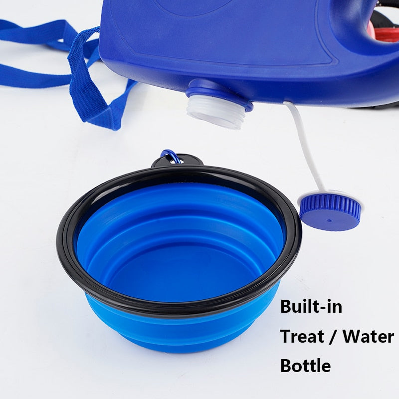 Hundeleine mit Wasserflasche & Napf – 3-in-1 Nylon, Kotbeutelspender, 3 Farben