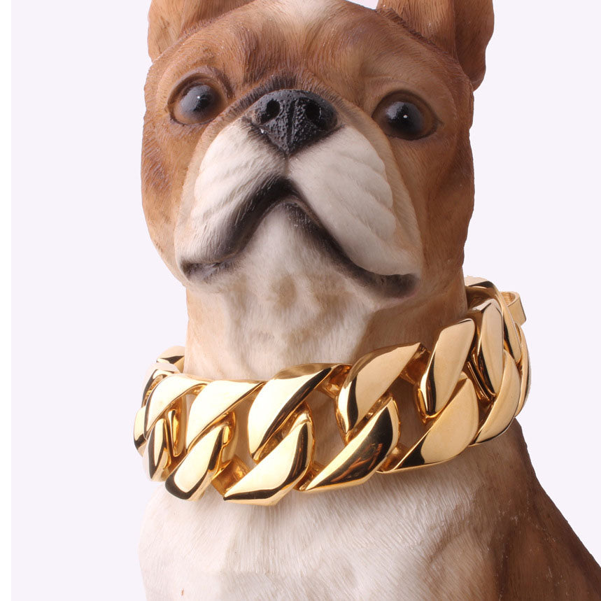 Edelstahl-Hundehalsband 32mm – Silber oder Gold, 40–70 cm