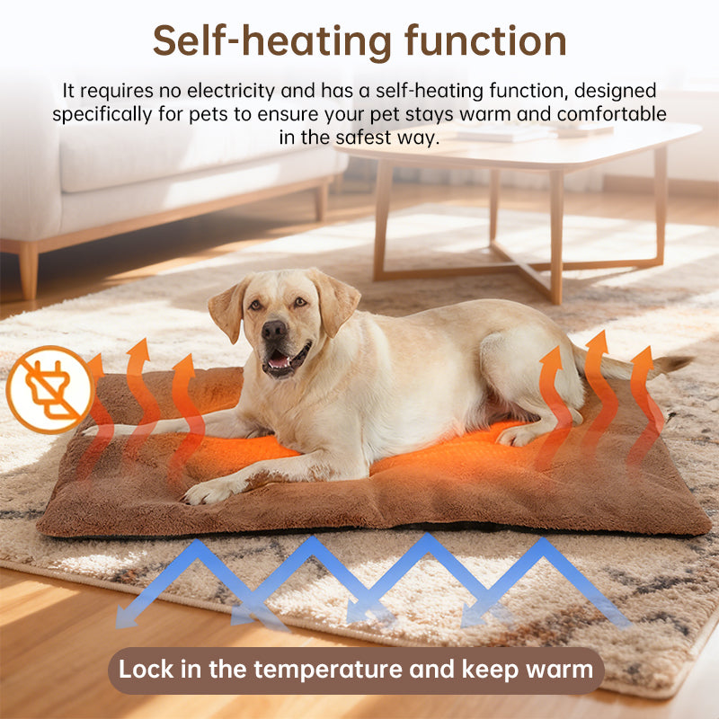 Selbstheizende Hundematte ohne Strom – 5-lagige Thermomatte waschbar, S bis XL, Braun & Grau
